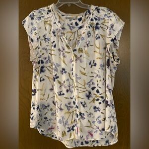 Daniel Rainn Floral Blouse in White and Purple